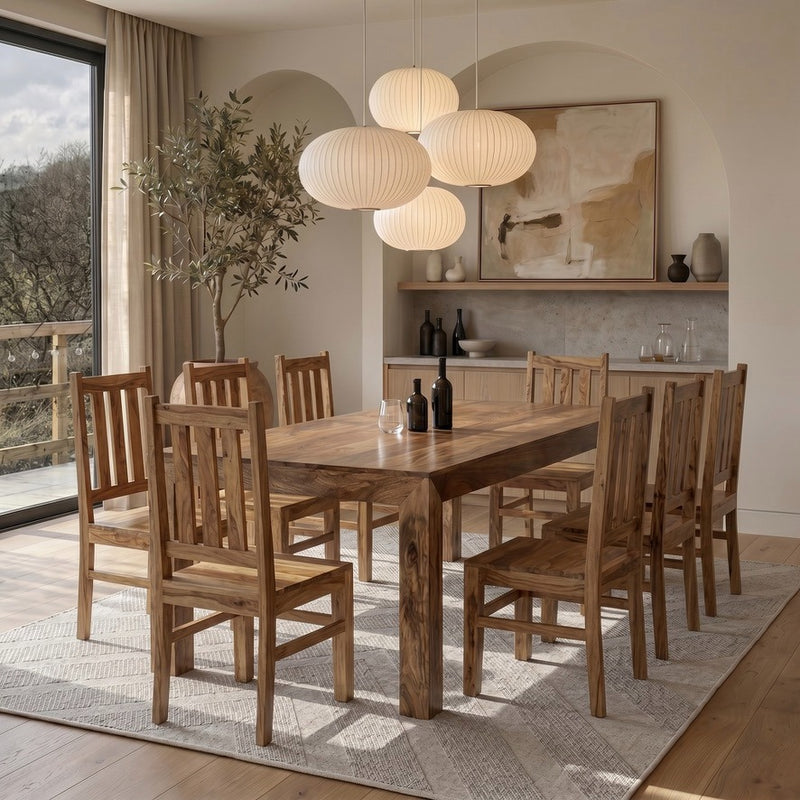 Dakota Light 220cm Dining Table & 8 Dakota Chairs - In Stock