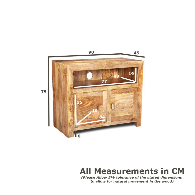 Light Dakota Mango Wood 90cm 2 Door Media Unit -  In Stock