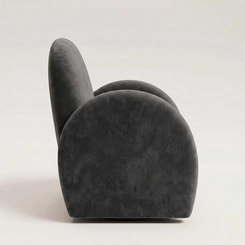 Charcoal Velvet Easy Swivel Chair - In Stock
