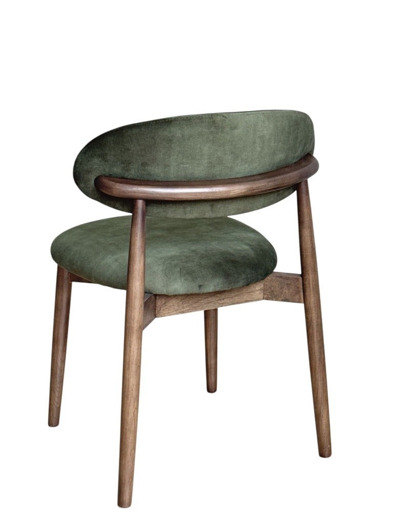 Light Dakota 220cm Mango Wood Dining Table & 8 Scandi Green Velvet Oak Dining Chair - In Stock