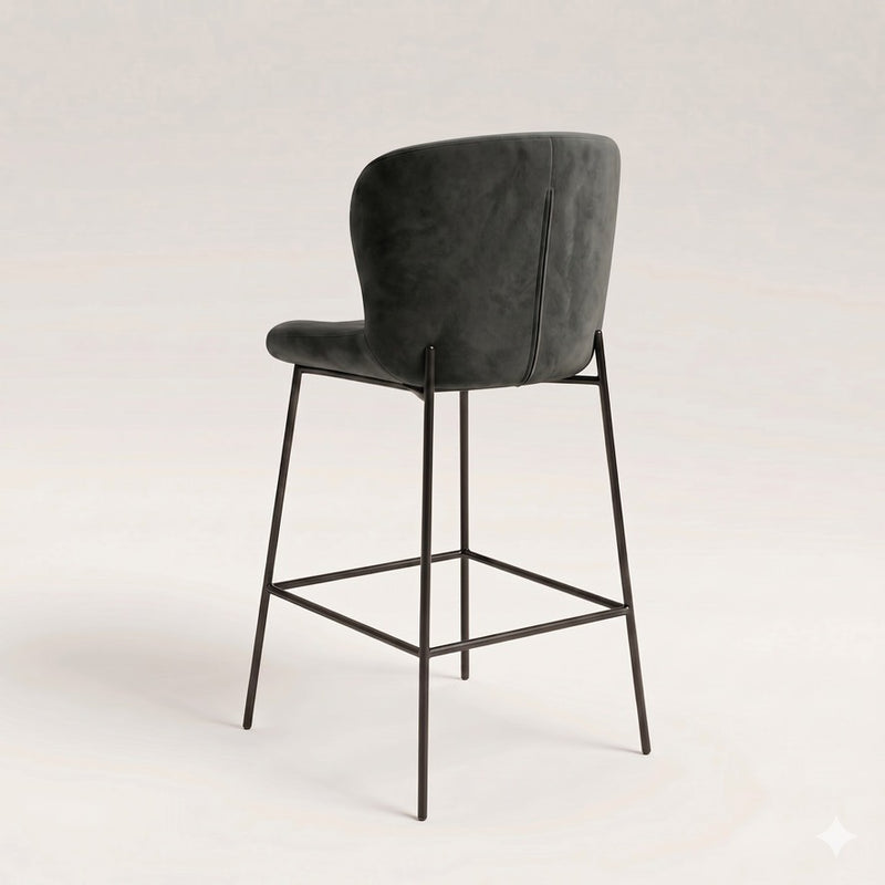 Charcoal Grey Velvet Bar Stool - In Stock