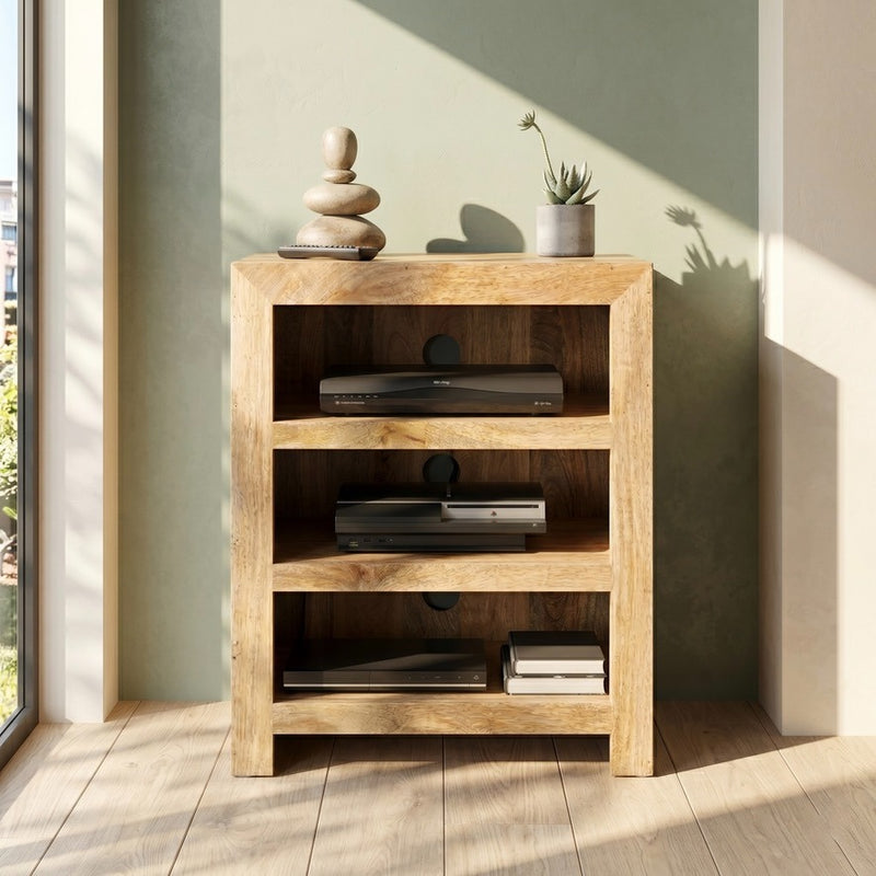 Light Dakota Mango Wood 60cm Hi-fi Unit - In Stock