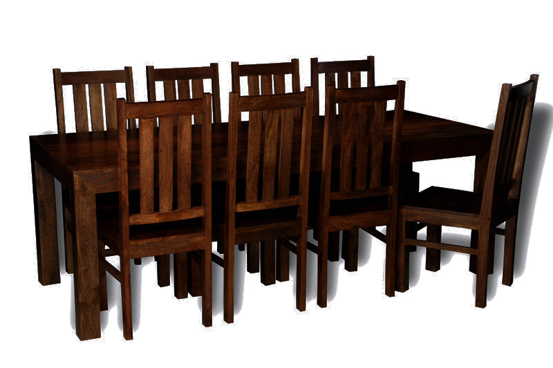 Mango Wood 220cm Dining Table & 8 Mango Wood Dining Chairs