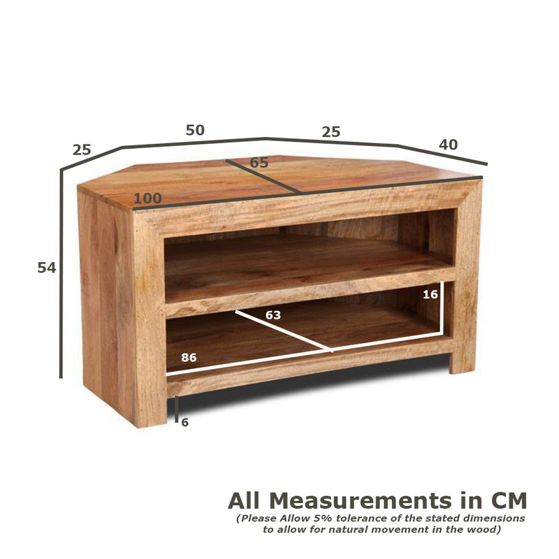 Light Dakota 2 Shelf Corner TV Unit