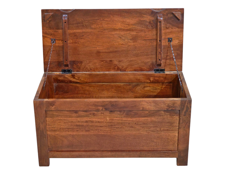 Cuba Mango Wood Honey Blanket Box - In Stock