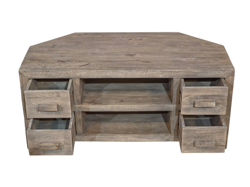 Cuba Mango - Natural - 115cm Corner TV Unit - In Stock