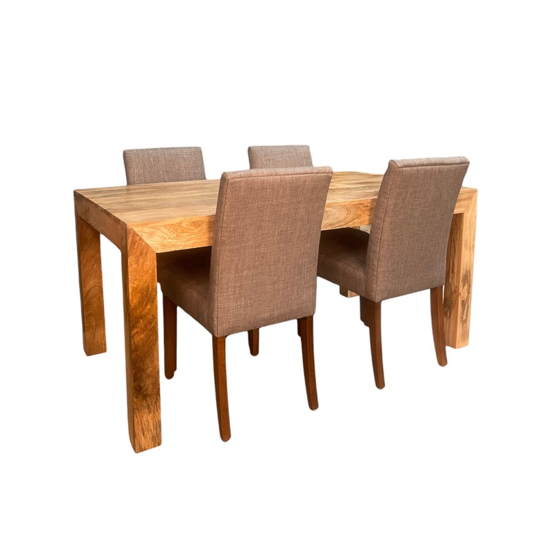 Light Mango Wood 160cm Dining Table & 4 Milan Dining Chairs