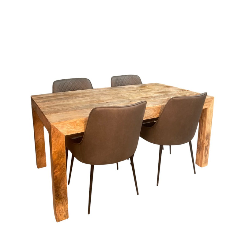 Light Dakota 160cm Dining Table & 4 Henley Faux Leather Chairs