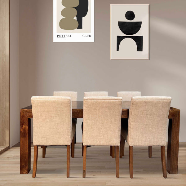 Dakota 160cm Dining Table & 6 Milan Dining Chairs (3 Colours) - In Stock