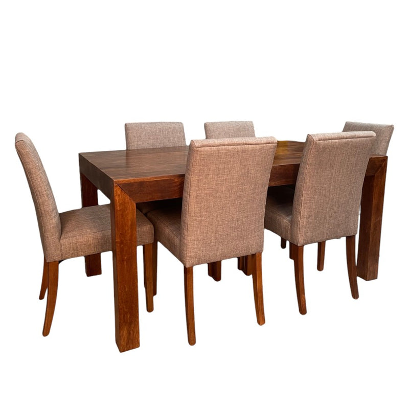 Dakota 160cm Dining Table & 6 Milan Fabric Dining Chairs