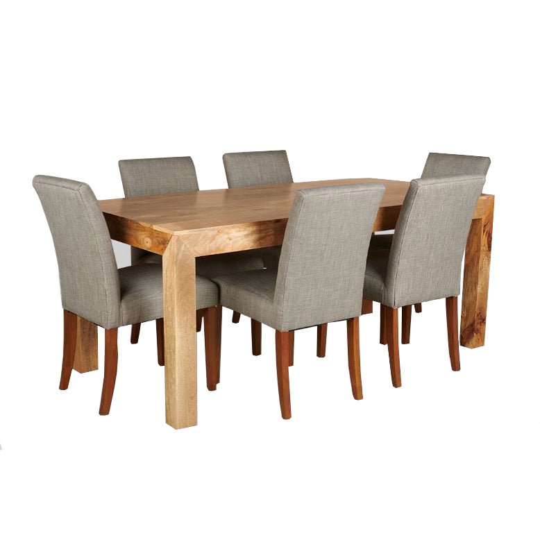 180cm Dakota Dining Table With 6 Milan Fabric Dining Chairs