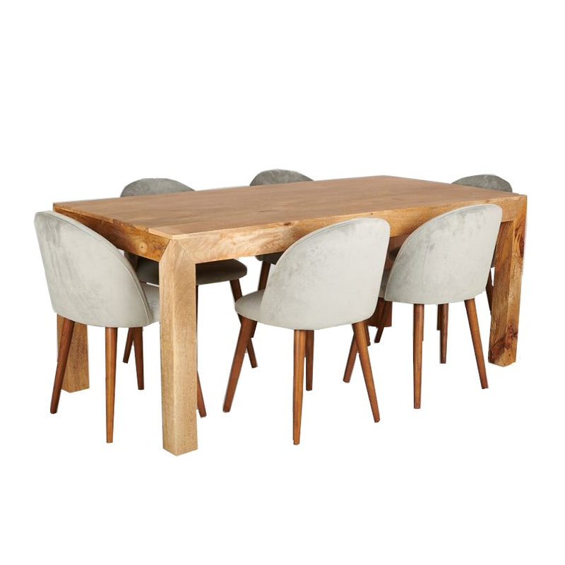 180cm Light Dakota Dining Table With 6 Zena Dining Chairs