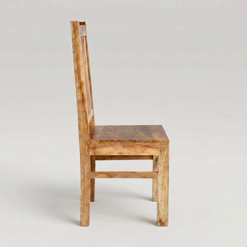 Solid Mango Wood Dining Chair Side Angle