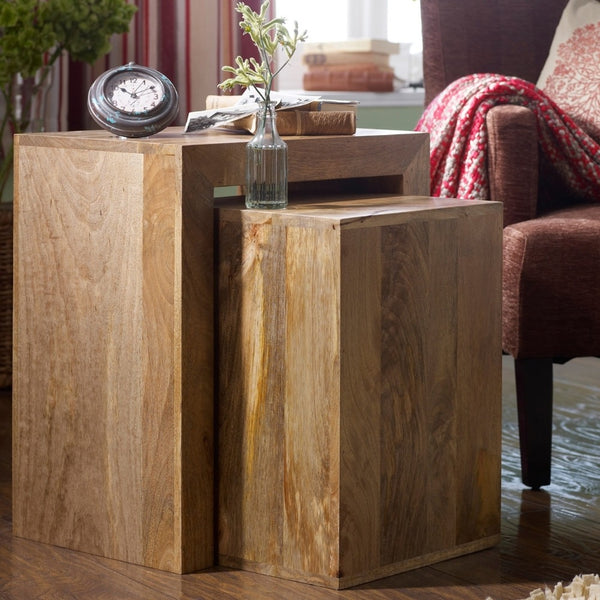 Light Mango Wood Cube Nest