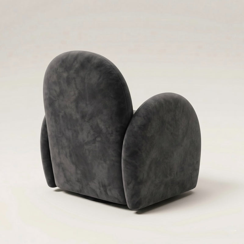 Charcoal Velvet Easy Swivel Chair - In Stock