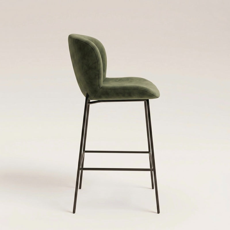 Green Velvet Bar Stool - In Stock