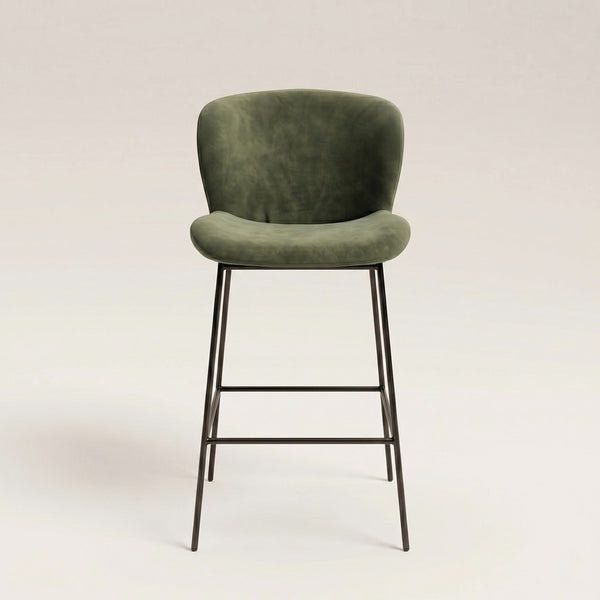 Green Velvet Bar Stool - In Stock