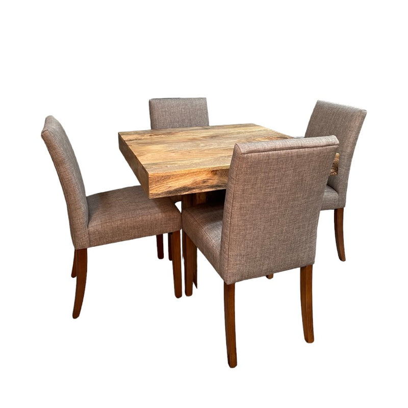 Light Dakota 90cm Cube Dining Table & 4 Milan Dining Chairs