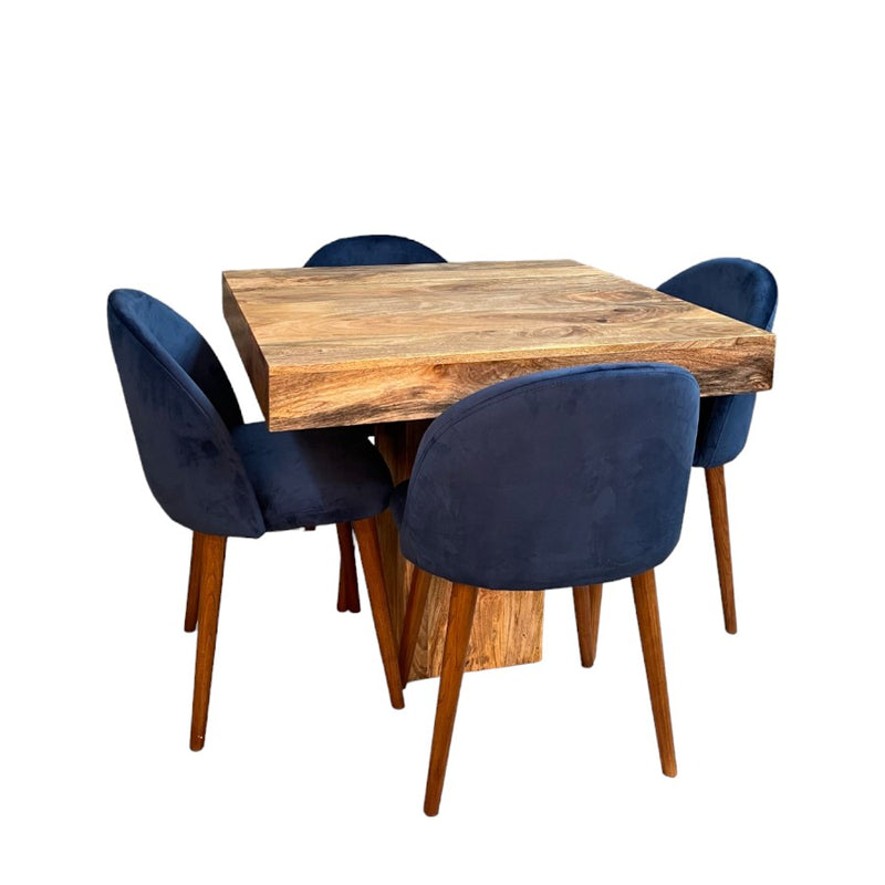 Light Dakota 90cm Cube Dining Table & 4 Zena Dining Chairs