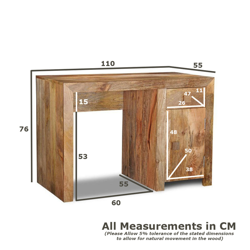 Dakota Mango Wood 110cm 1 Door Desk - Due 29th August