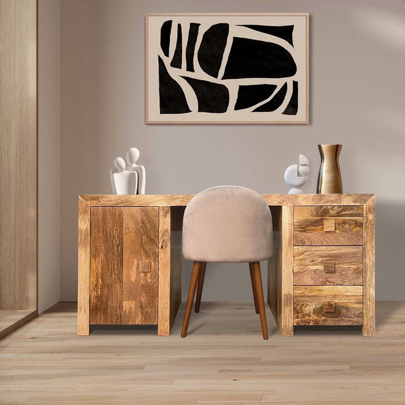 Light Dakota Mango Wood 160cm Office Desk - In Stock