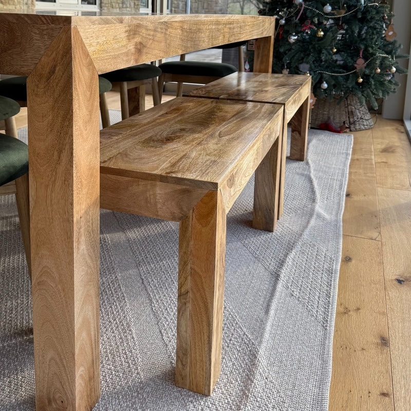 Dakota Light 220cm Dining Table & 4 90cm Benches - In Stock