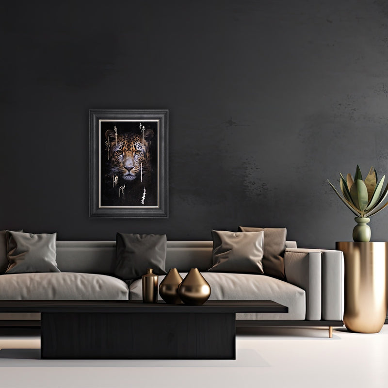 Golden Leopard Framed Art - In Stock