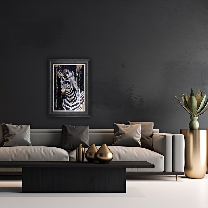 Golden Zebra Framed Art - In Stock last one remaining