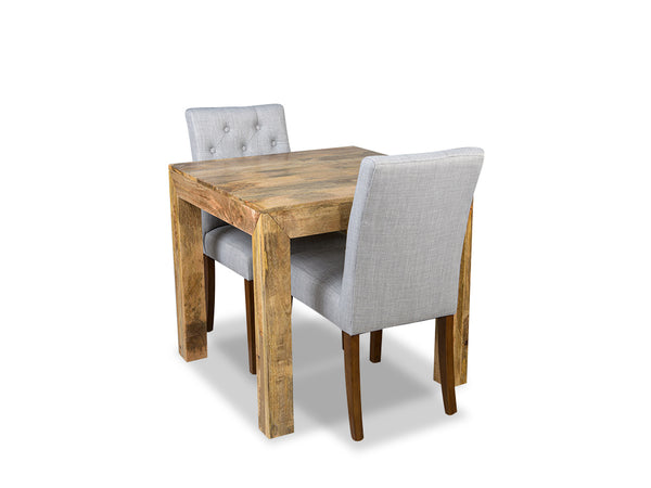 Light Dakota 80cm Dining Table & 2 Milan Button Fabric Chair
