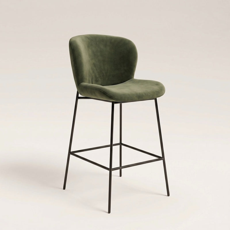 Green Velvet Bar Stool - In Stock