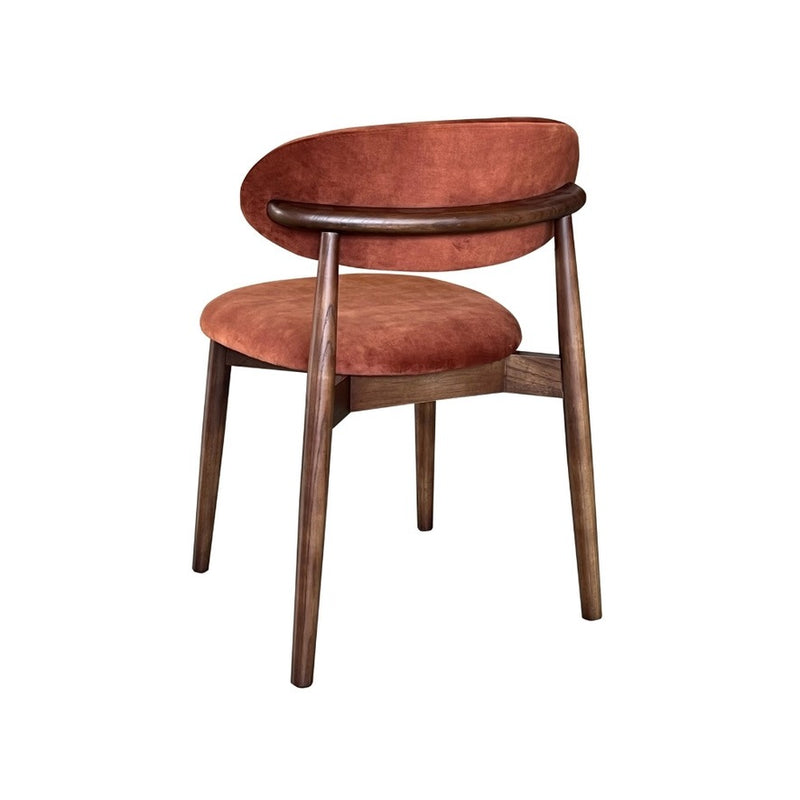 Light Dakota 220cm Mango Wood Dining Table & 8 Scandi Rust-Orange Velvet Oak Dining Chair - In Stock