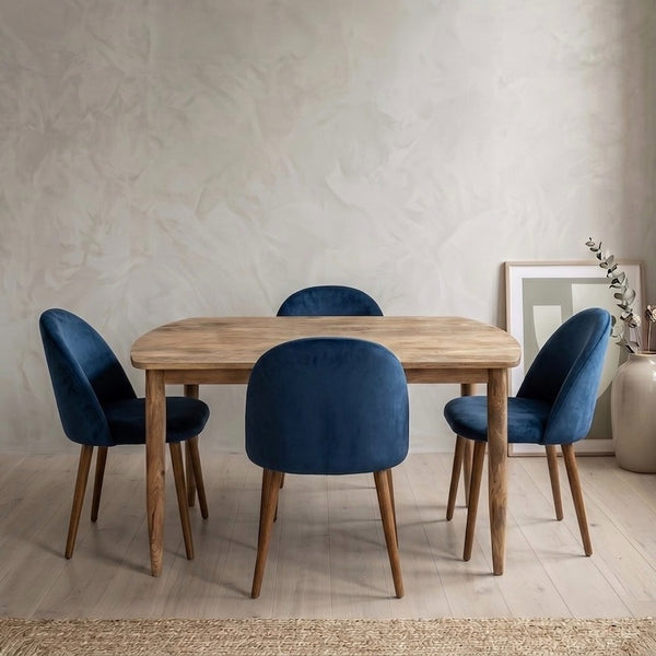 Scandi Mango 130cm Dining Table & 4 Zena Dining Chairs (2 Colours) - In Stock