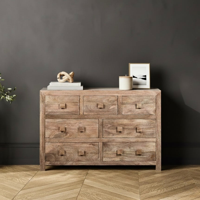 Oak Stain Dakota Mango Wood 135cm Drawers - In Stock