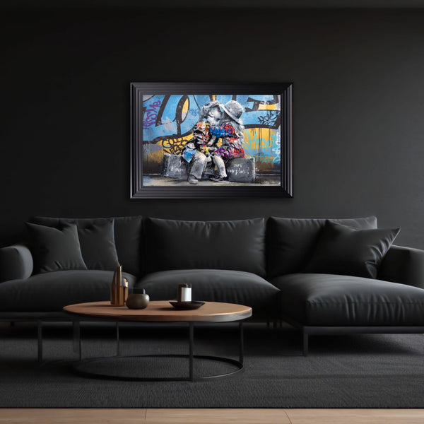 Two Children Graffiti Framed Art - last one remaining