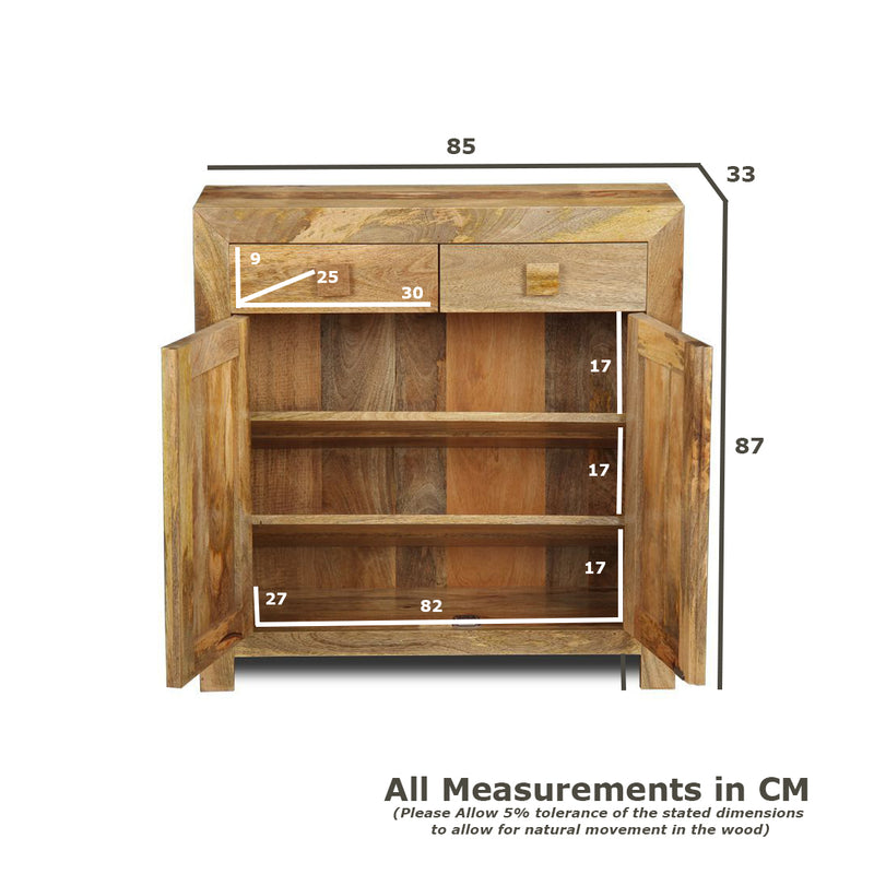 Dakota Mango Wood 85cm Shoe Cupboard - Due 31st August