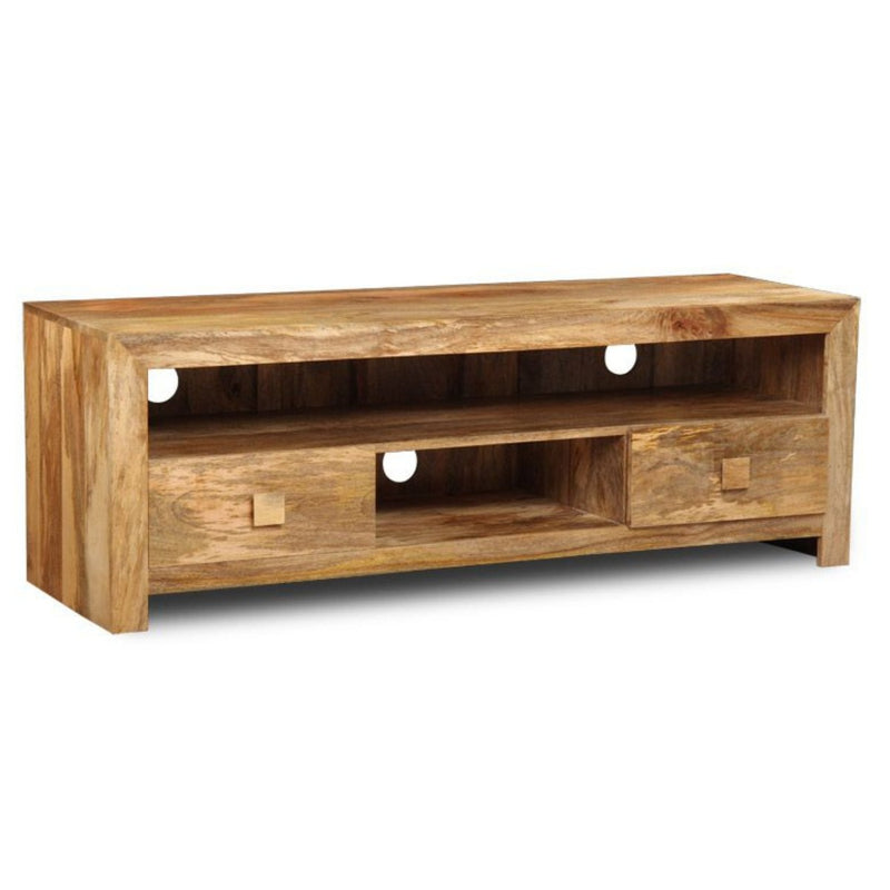 Light Dakota Mango Wood 145cm 2 Drawer Media Unit - Due 29th August