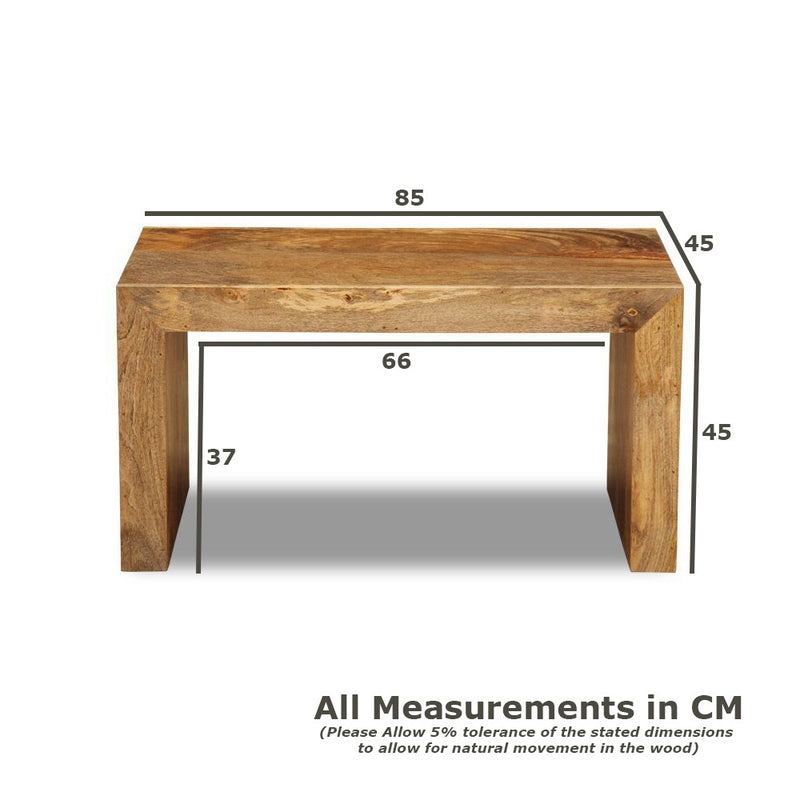 Oak Stain Dakota Mango Wood 85cm Open Coffee Table - In Stock