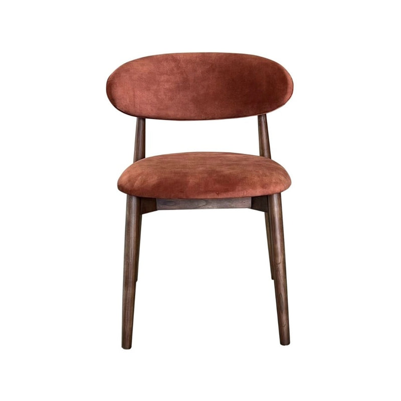 Light Dakota 220cm Mango Wood Dining Table & 8 Scandi Rust-Orange Velvet Oak Dining Chair - In Stock