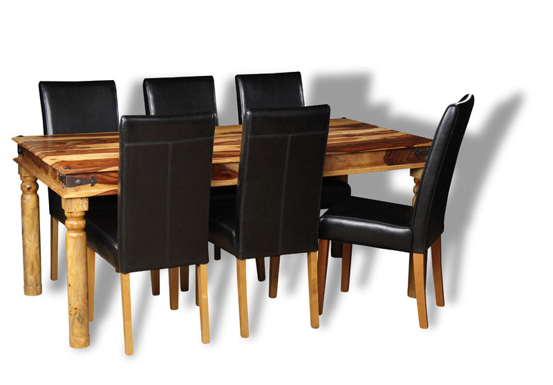 Large Jali Light Dining Table & 6 Barcelona Chairs