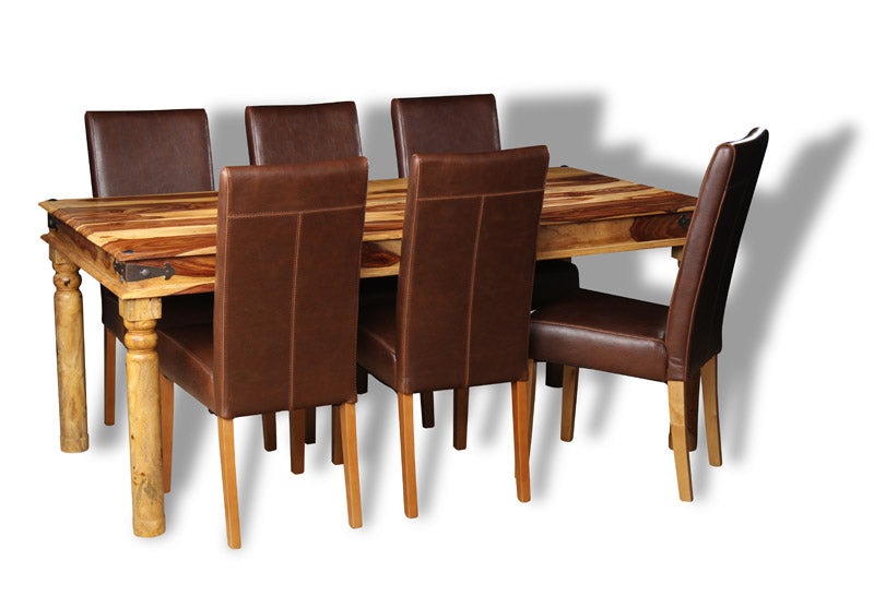 Large Jali Light Dining Table & 6 Barcelona Chairs