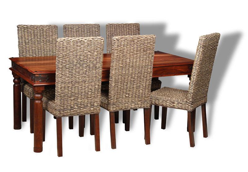 Large Jali Dining Table & 6 Rattan Dining Chairs