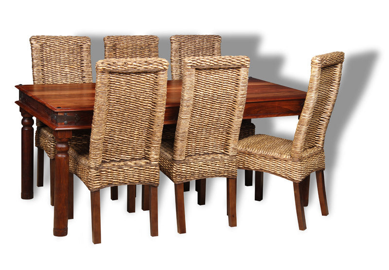 Large Jali Dining Table & 6 Rattan Dining Chairs