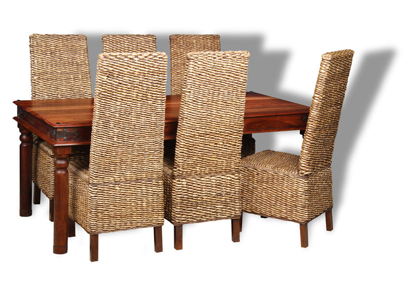 Large Jali Dining Table & 6 Rattan Dining Chairs