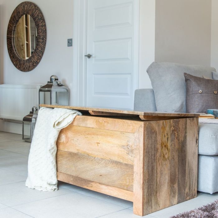 Light Mango Wood Blanket Box