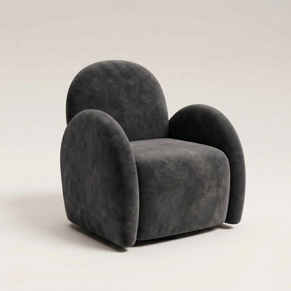 Charcoal Velvet Easy Swivel Chair - In Stock