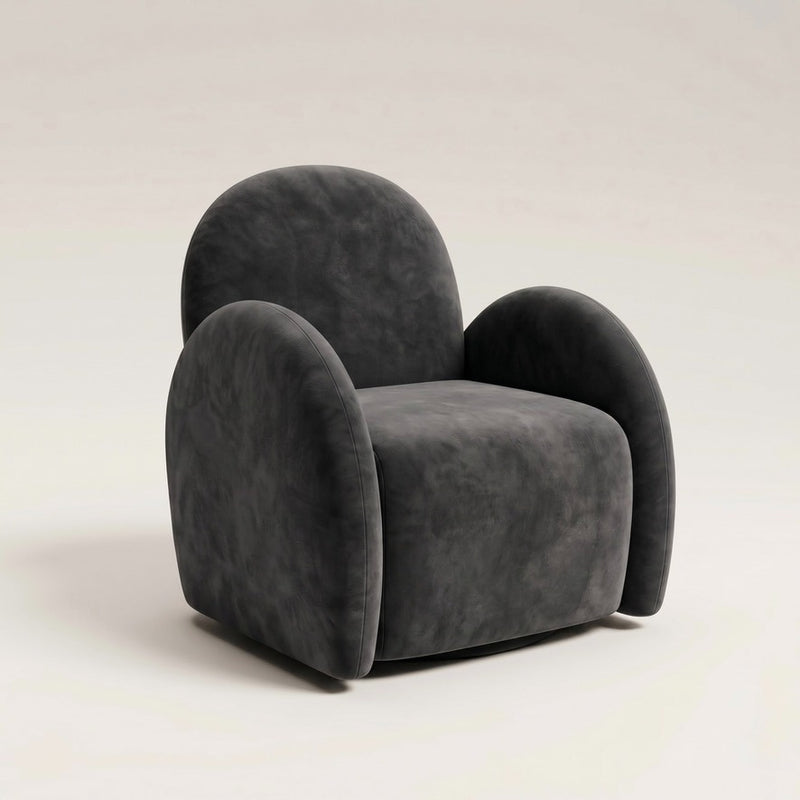 Charcoal Velvet Easy Swivel Chair - In Stock