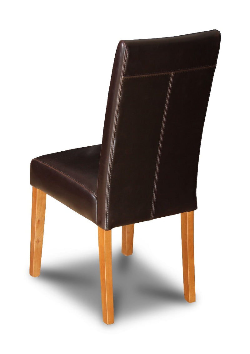 Brown Barcelona Leather Dining Chair (Light Leg) - In Stock