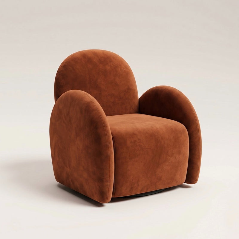 Rust Orange Velvet Easy Swivel Chair - In Stock