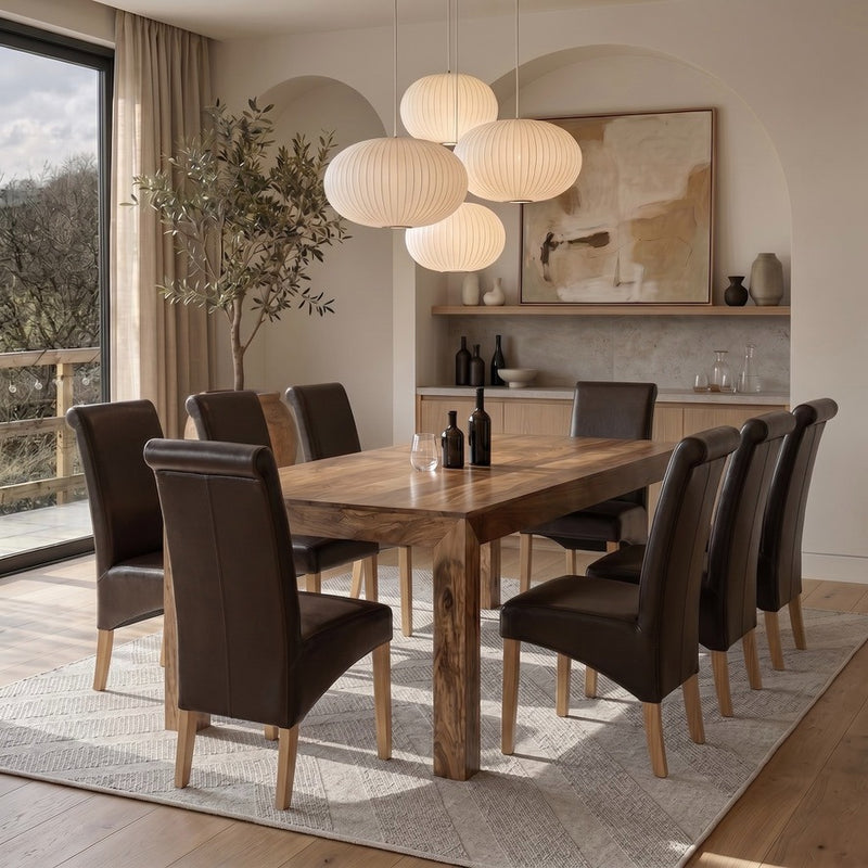 Mango 220cm Dining Table & 8 Rollback Chairs - In Stock