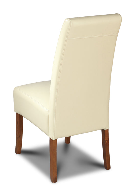 Cream Leather Madrid Dining Chair (Dark Leg) - In Stock